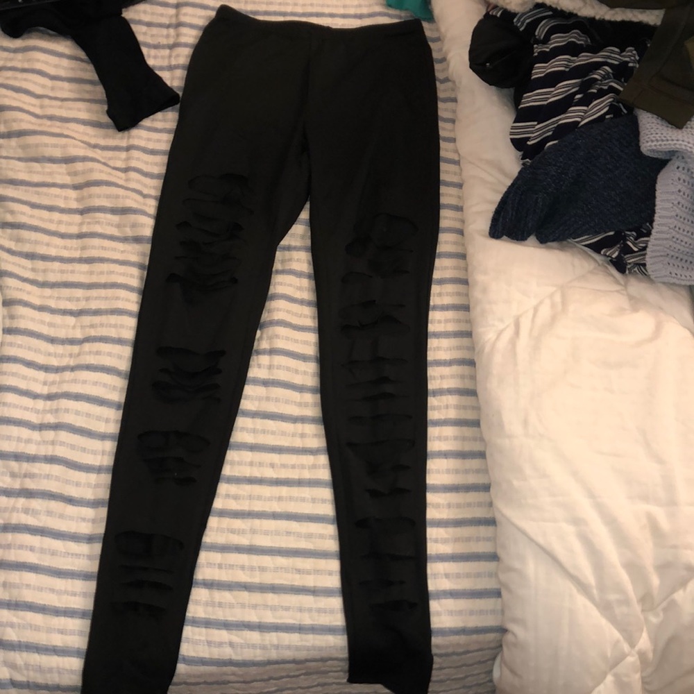 Shein ripped black leggings